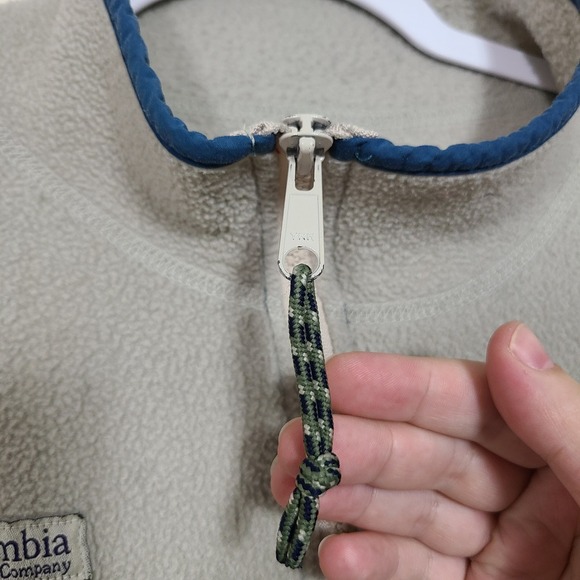 Vtg Columbia Fleece Pullover Jacket Light Tan Quarter Zip Normcore Granola  Hobo - Picture 8 of 15